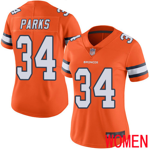 Women Denver Broncos 34 Will Parks Limited Orange Rush Vapor Untouchable Football NFL Jersey